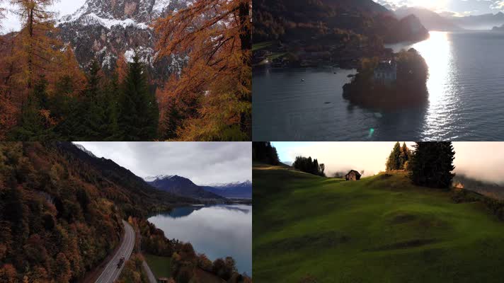 4k航拍绝美瑞士自然风光