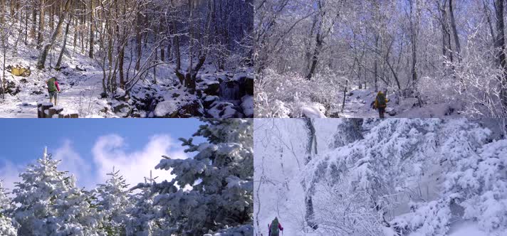 冬日雪景户外登山运动