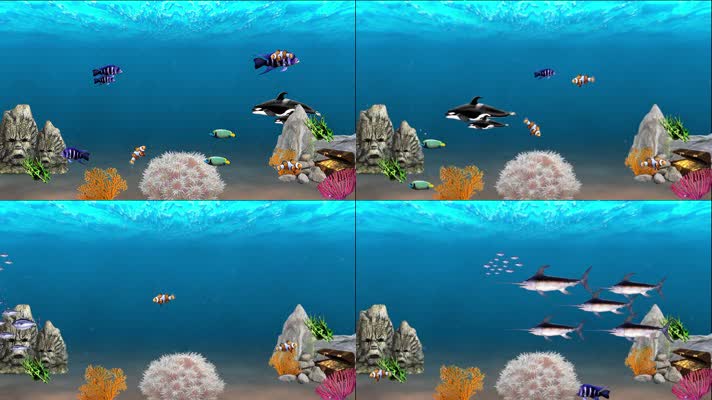 海底游鱼3D屏保视频素材