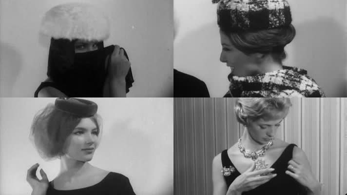 50年代英国服装模特-帽子手套珠宝展示
