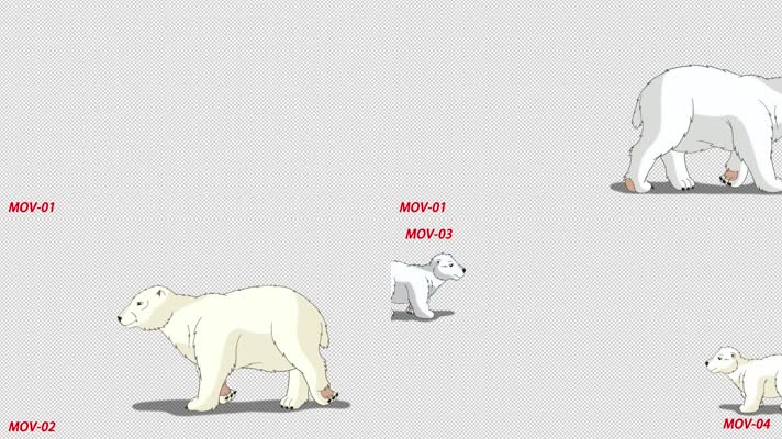 HD高清MG卡通动漫北极熊白熊带通道素材