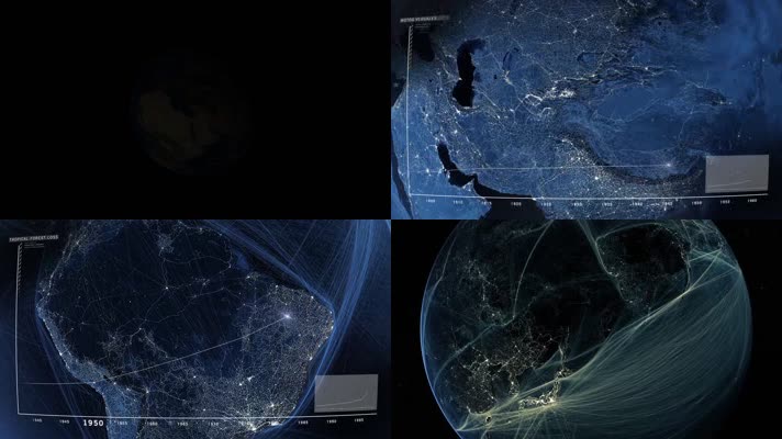 地球连线城市夜景商务科技宣传动态素材