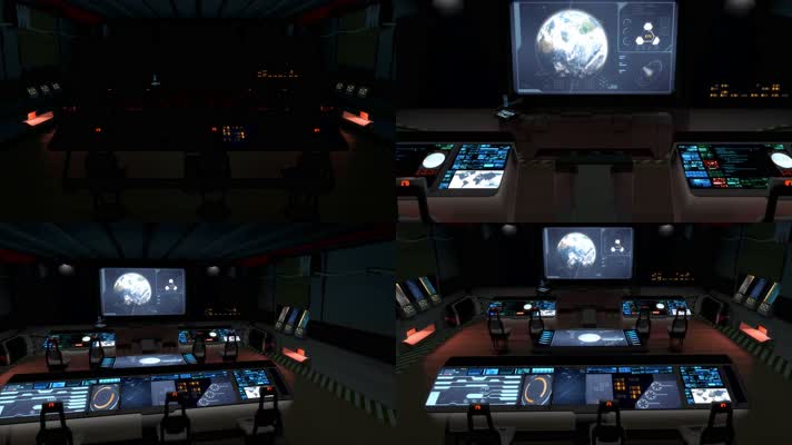 未来世界高科技UI太空舱指挥总部空间站CG