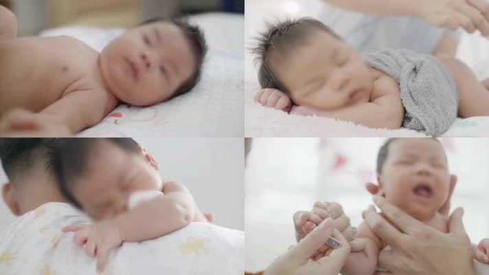 4K超清母婴健康护理宝宝剪指甲睡觉特写镜头