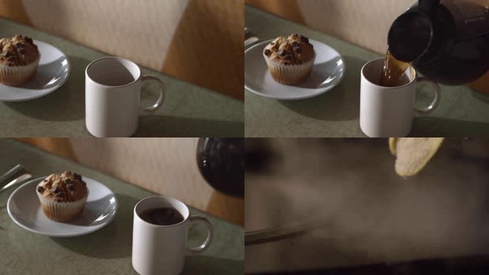 星巴克咖啡店倒咖啡浓缩咖啡产品广告特写实
