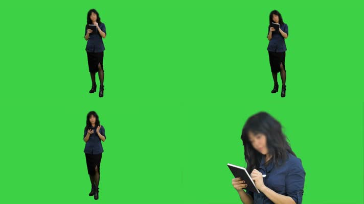 4K超清绿幕真人抠像女记者女秘书记录笔记 