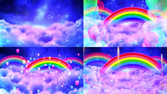 彩虹气球上升云层穿梭视频素材