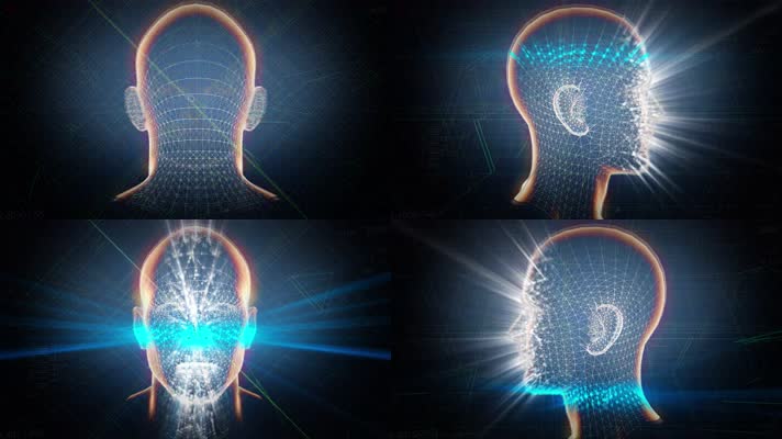 AI人脸识别3D生物扫描动画