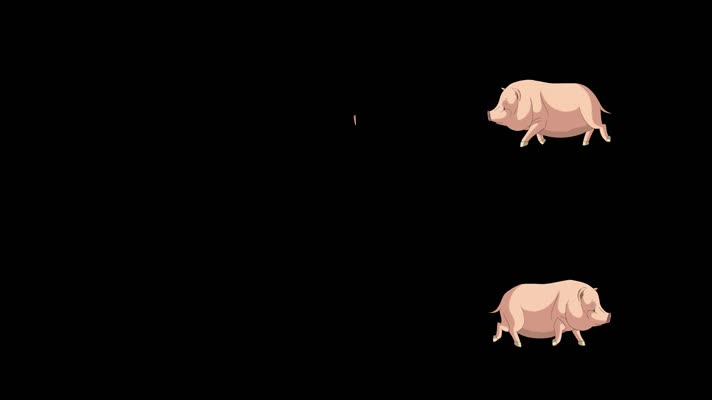 动漫卡通带通道MOV奔跑的猪视频素材
