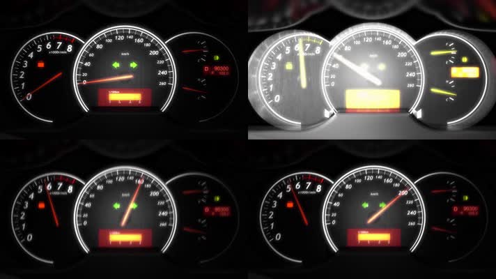 4K超清赛车程仪表仪表盘超速特写