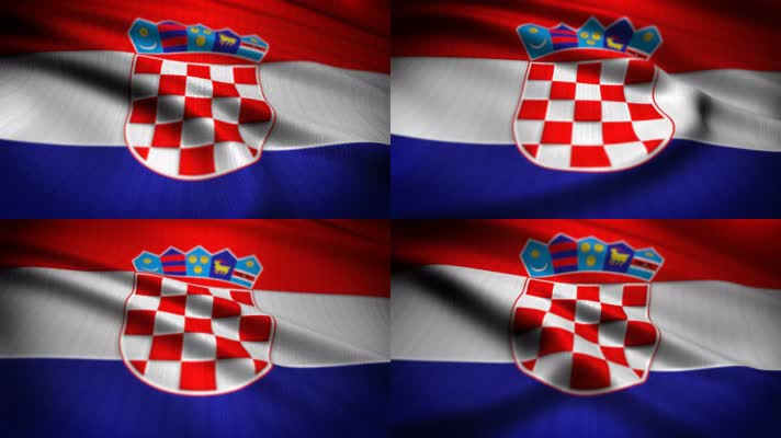 克罗地亚 国旗飘扬 