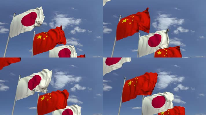 【可循环】中国日本国旗