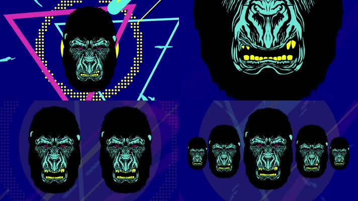 DJ夜店黑猩猩动感图形视频背景4