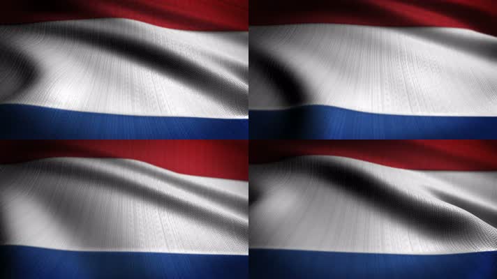 荷兰 国旗飘扬 国旗波浪状飘扬  