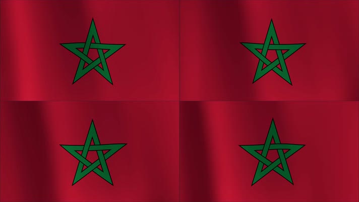摩洛哥 国旗飘扬 国旗波浪状飘扬  