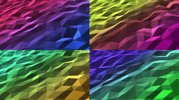 4K超清彩色七巧板拼图色块波动动态背景