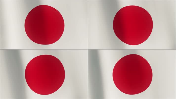 日本 国旗飘扬 国旗波浪状飘扬 