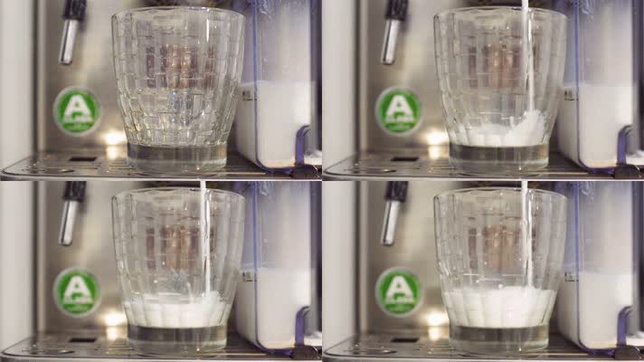 高清玻璃杯倒牛奶溶液慢动作镜头
