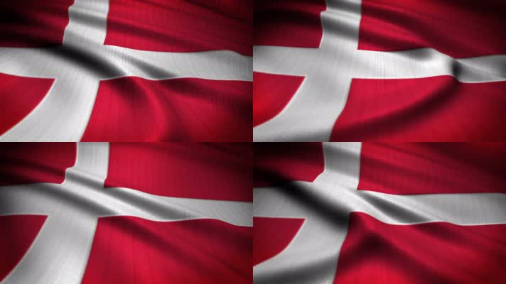 丹麦 国旗飘扬 国旗波浪状飘扬 