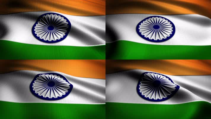 印度 国旗飘扬 国旗波浪状飘扬 