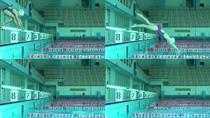 专业运动员 游泳 自由泳 泳池  