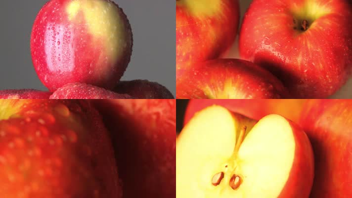 高清苹果红富士新鲜水果特写