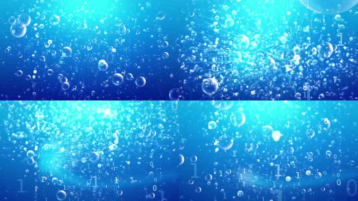 科技感数字蓝色海底泡泡上升背景素材