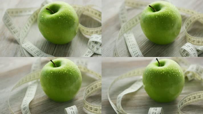 青苹果 健康 水果 减肥食谱 尺子 腰围