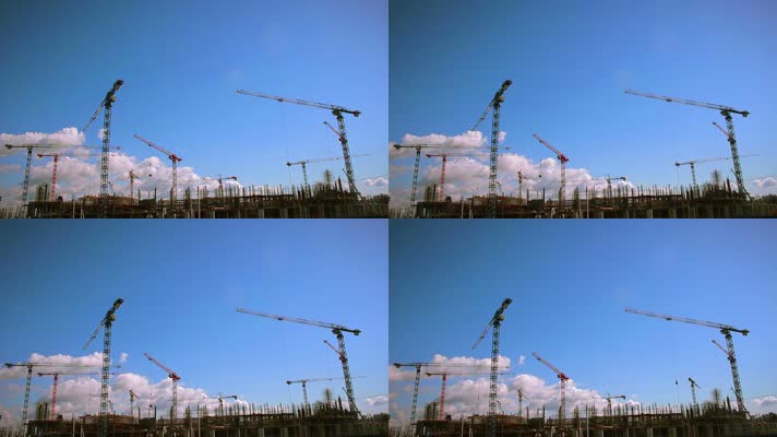 城市建设 施工塔吊 吊车  