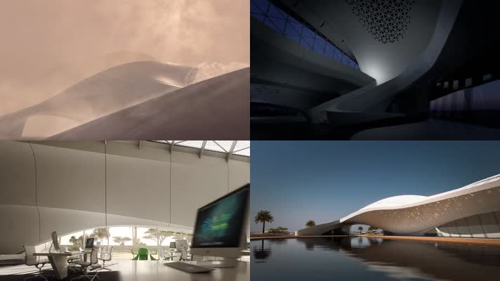 航拍阿拉伯极具科幻的沙漠建筑