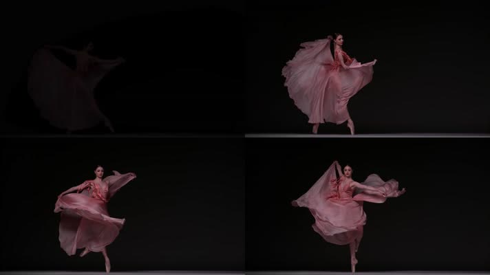 4k美女芭蕾舞芭蕾舞者舞姿跳舞旋转跳跃慢动