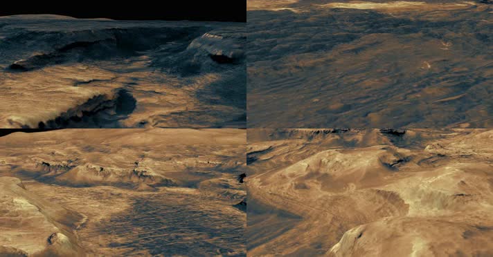 4k航拍火星表面坑洼地貌卫星图像动画