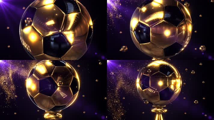 【4K】金色足球奖杯颁奖背景视频