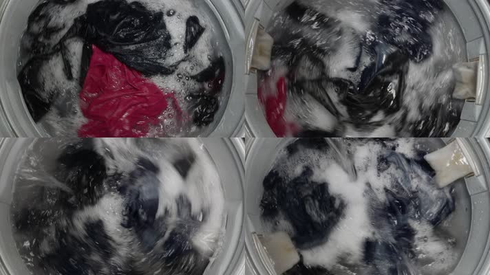 洗衣机内洗衣服清洗衣物洗衣液洗衣粉泡沫