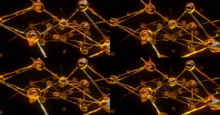 【4K】琥珀网状分子结构