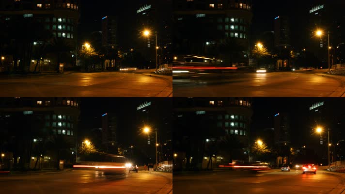 实拍城市夜景汽车流动