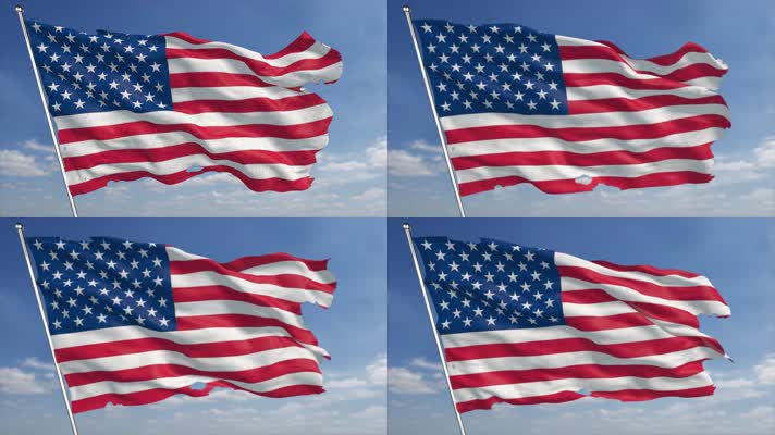 【4K】破碎美国国旗(动画循环)