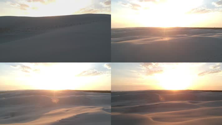 航拍沙漠日落日出