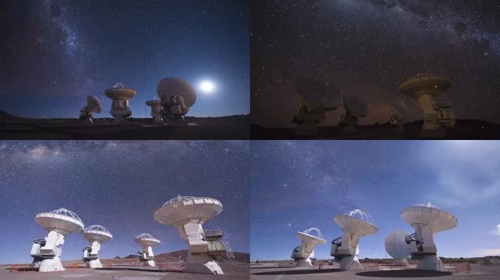 夜晚星空星轨无线电天文望远镜科学探索