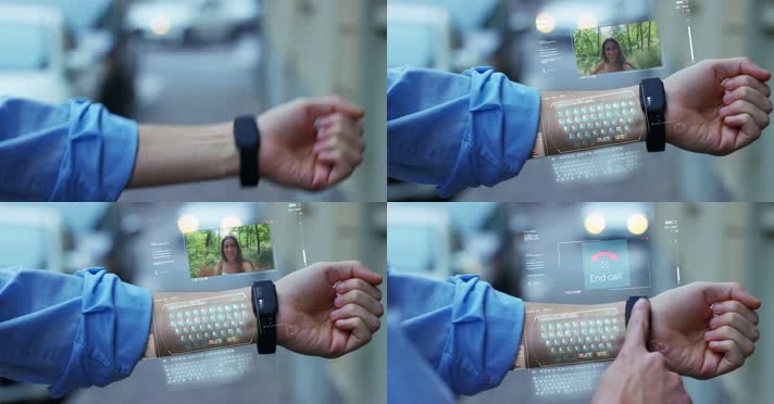 智能手表 绿屏手表 高科技通讯  