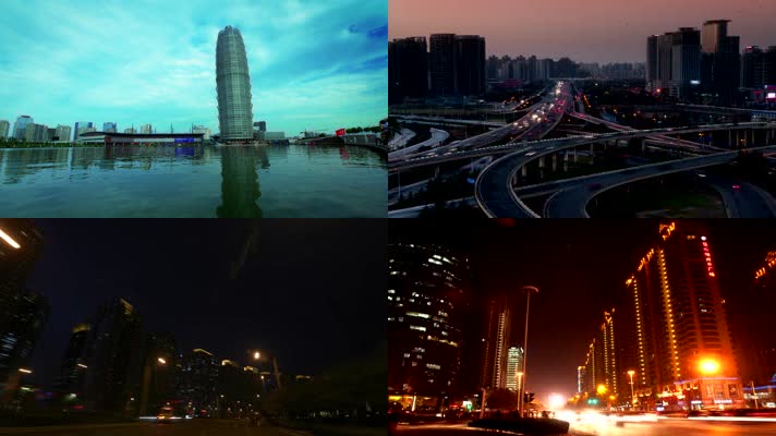郑州延时 航拍 夜景车流风光 城市风景