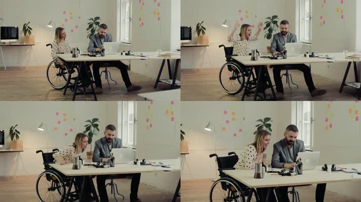 商务办公 笔记本电脑 坐轮椅 坐轮椅办公 