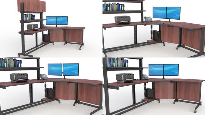 电脑办公桌家具商务科技3D动画