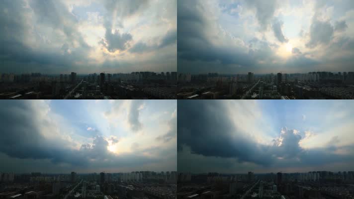 城市上空的乌云遮日