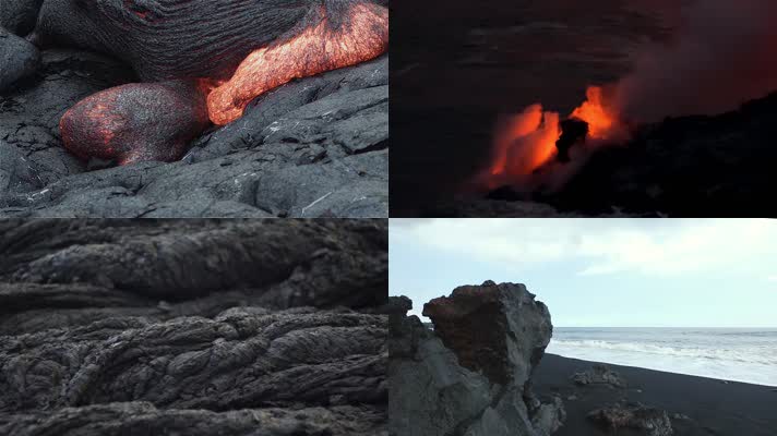 火山喷发火山熔岩流