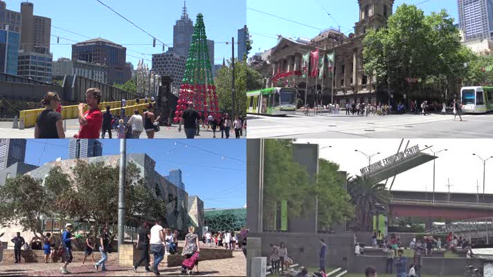 4K澳大利亚墨尔本中心城市旅游风景实拍