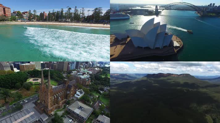 4K航拍悉尼澳大利亚城市自然风景