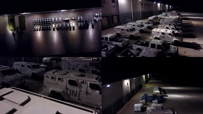 联合国军用装甲车辆4K航拍