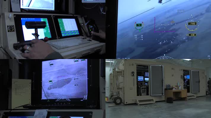 军事无人机飞行员远程遥控飞行操作打击