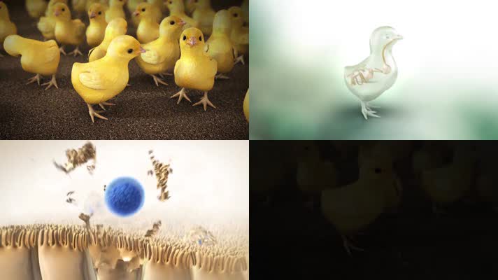 孵化小鸡球虫病医疗三维动画